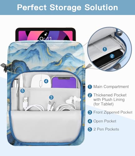 Image of MoKo 9-11 Inch Tablet Sleeve Bag Handle Carrying Case with Shoulder Strap Fits iPad Pro /Air /A16 11 inch,iPad 10th 10.9,i-Pad 9 /8 /7th 10.2,iPadAir 5 /4th 10.9,i-Pad 9.7,Tab S8 /S9 11 inch, Cloudy Blue