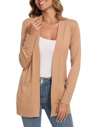 Image of Spicy Sandia Womens Open Front Cardigan Sweaters with Pockets | Long, Dressy Casual, For Office Work Business, 2026 Fall Trendy