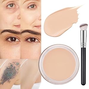 Kaely Pot Concealer Full Coverage Set, Under Eye Brightener Color Correcting Concealer for Dark Circles, Waterproof Foundation Face Makeup Brush Kit, Eye Ring Corrector de ojeras, 02 LIGHT CREAM