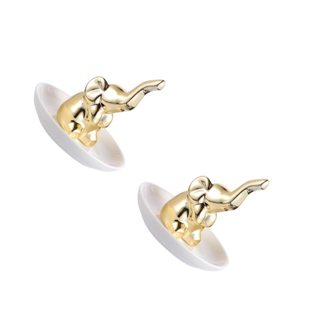 Plateau de collier et présentoir à bijoux éléphant doré en céramique Healvian