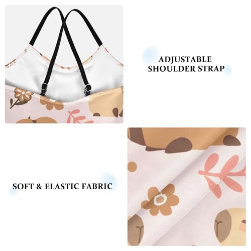 Girls One Piece Swimsuits Cute Capybara Purple Flowers Cute Swimwear Bathing Suits 3-10T3