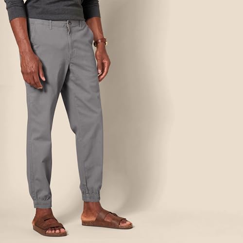 Amazon Essentials Herren Chino-Jogginghose Mit Geradem Schnitt, Kohlegrau, L