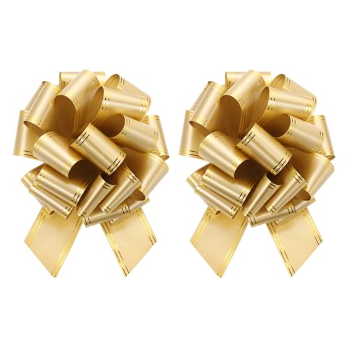 Lazos metálicos grandes de 16" dorados para regalos de boda sourcing map 2 unidades 2