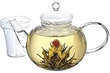 GROSCHE MONACO 42 oz Glass Tea pot with glass tea Infuser 1250 ml Capacity. Heatproof borosilicate glass and all glass tea infuser for all types of loose tea tea infusion