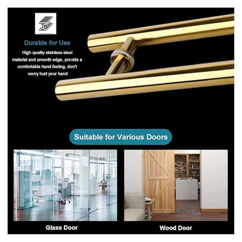 Poignée de porte double face en H or 80cm pour ouvrant bois et verre - 4
