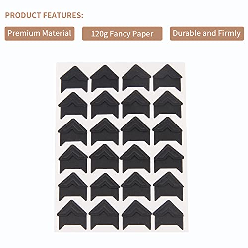 GOONAVI 15 Sheets 360 Pcs Black Photo Corners Mounting Self Adhesive for DIY Photo Album Journal