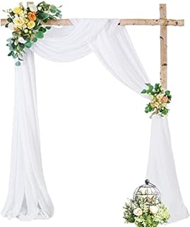 Wedding Arch Draping Fabric,2 Panel 28" x 19Ft White Wedding Arch Drapes Sheer Backdrop Curtain for Wedding Ceremony Party Ceiling Decor