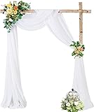 Wedding Arch Draping Fabric, 2 Panels 28' x 19Ft White Wedding Arch Drapes Sheer Backdrop Curtain...