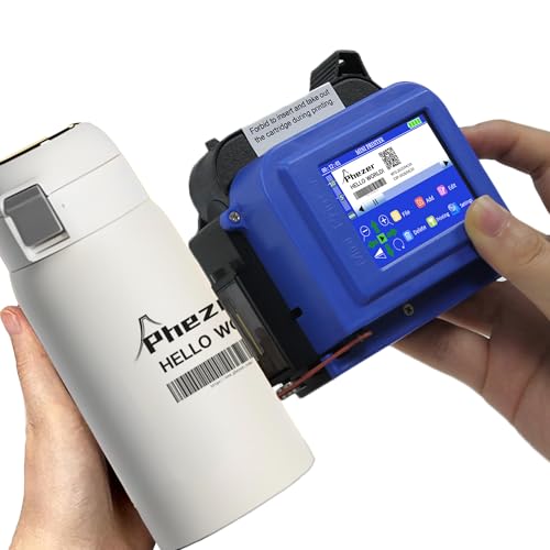 Phezer Upgraded 25.4mm/1 inch Mini Inkjet Printer for All Materials PC11-1, 25 Languages, with Ink Cartridge, Smart Pocket Marking Device for Date Time Barcode Logo Qrcode Batch Number Image Icons