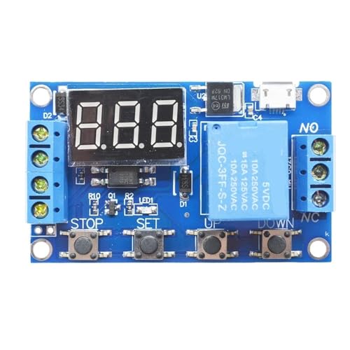 Relé temporizador de ciclo regulable 6V-30V con alimentación Tipo C para automatización