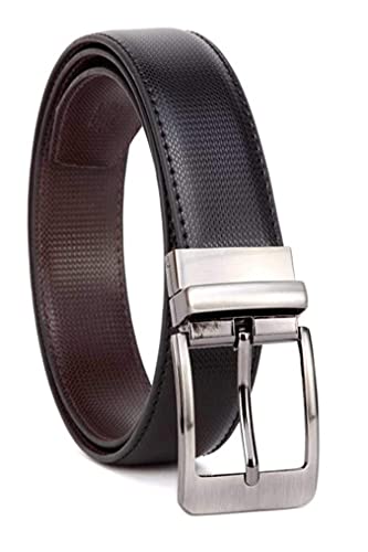 Image of JUST-STYLE Men's PU Leather Reversible Belt (Black & Brown) Size (28-46) Formal /Regular