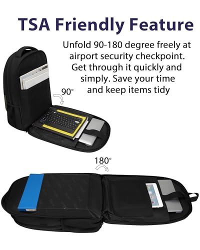 Image of MATEIN 17 Inch Laptop Backpack for Work, Airline Approved Carry On Travel Backpack with Anti Theft Pocket and Luggage Strap, Water Resistant College Computer Daypack Gifts for Men Women, Black Green