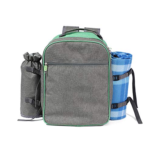 WLOWS 4 Person Picnic Backpack Hamper Cooler Bag con Juego De Mesa Y Manta,A