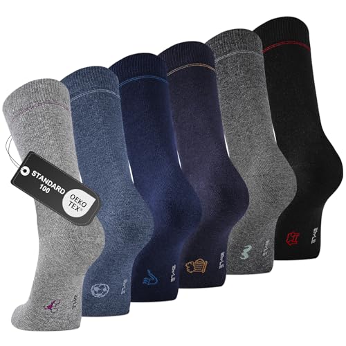 Effeet Socken Herren, 6 Paar Business Herrensocken aus atmungsaktiver Baumwolle ohne drückende Naht, Anzug Socken mit Geschenkbox，Strümpfe für Altag und Freizeit, Männergeschenke