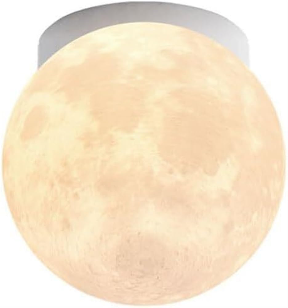 LONGDU Dimmable Modern LED Ceiling Lamp,Semi Flush Mount Ceiling Light Fixture,3D Printed Moon Ceiling Light,White Milk Ball Lighting Fixture,for Bedroom Office Stairs Hotel Living room kitchen Hallwa