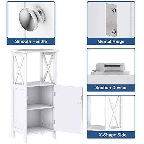 Giantex Floor Storage Cabinet Freestanding W/One Door Cabinet & Adjustable Shelf Bathroom Storage Organizer Cabinet,White #TOP4