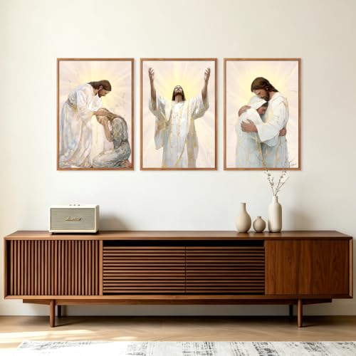 Image of CHDITB 3D Textured Framed Jesus Embrace Woman Christian Healing Wall Art