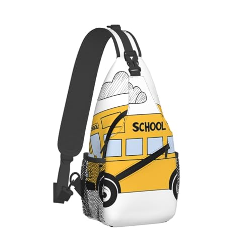 School Bus Multi Functional Adjustable Single Shoulder Crossbody Bag,Casual Chest Bag, Suitable For Daily Travel,Unisex2
