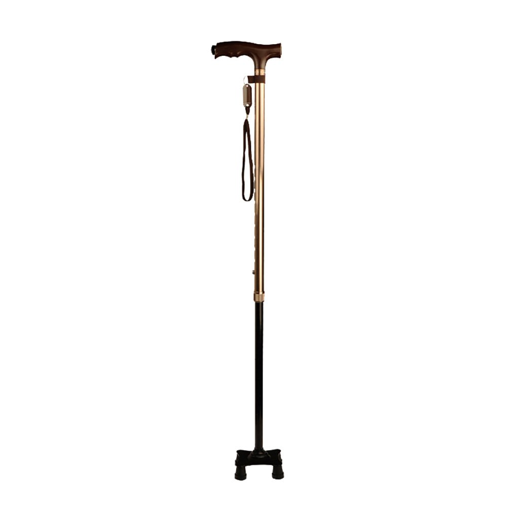 Canne de marche LED télescopique en aluminium pour seniors avec quatre pieds antidérapants