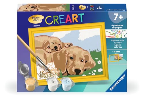 Ravensburger - CreArt Kids 8x12 cm - Numéro d'art - Labradors - Kit de Peinture par numéros - Dès 9 Ans - 25996