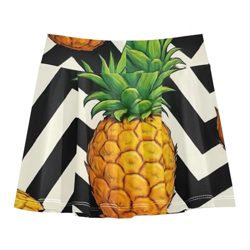 Joisal Athletic Shorts Girls Skorts Tennis Skirts for Kids Uniform Teen Skirt Pineapples Black White Zigzag 3t2