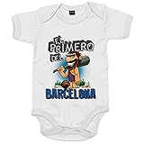  Body bebé frase el primero del Barcelona para hincha de su equipo de fútbol - Blanco, Talla única 12 meses