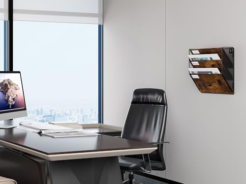 EasyPAG 3 Compartimento Metal Madera A4 Soporte Revistas Pared Oficina Archivador de Pared Organizador Documentos Correo Pared Almacenamiento Revistero Archivos - imagen 4