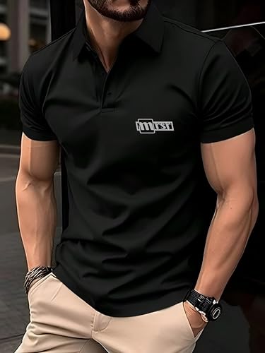 mrsr SPORTS MRSR Men's Nylon Rich Polo T Shirt Black - Image 7