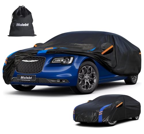 Image of Custom Fit Car Cover for Chrysler 300 (2005-2026), Upgraded Waterproof All Weather Outdoor Auto Cover with Driver Door Zipper & Mirror Pockets, UV /Snow /Dust Protection