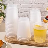 LemonRoad 25 Pcs Frosted Plastic Cups Bulk Blank Clear Disposable Drink Tumblers for Wedding Stadium Painting Marketing Events Home Birthday Party Supplies (12 oz)