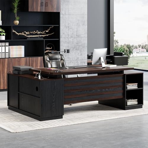 Epecoya L-Shape Executive Desk with Drawers & Storage