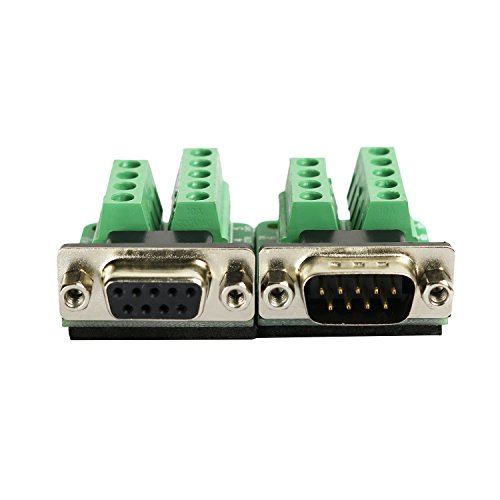 Image of Twinklebay DB9 Breakout Connector RS232 Serial 9 Pin Connector Db9 Terminal (Male x 1, Female x 1)