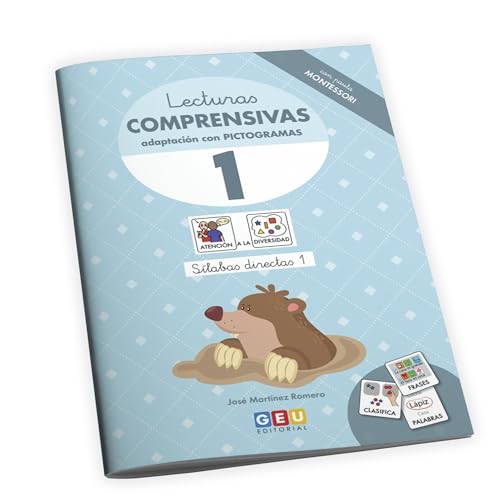 APRENDER A LEER Y ESCRIBIR | Lectoescritura 5 años | Lecturas Comprensivas 1 Editorial GEU con Pictogramas   Pauta Montessori   Sílabas Directas 1 | Lecturas Comprensivas GEU