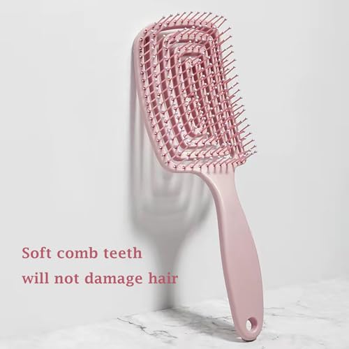 Luoqun88 Pack of 2 Detangle Hair Brush,Curved Vent Brush & Hair Detangler, Easy Detangling Vented Hairs Styling Comb Salon for Long Thick Curly Straight Dry Wet Hair,Styling Hairs Brush (Pink+Purple) - Image 6