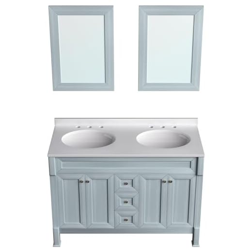 Hanover Callimont 47'' Vanity Cabinet with Sink Combo for Bathroom, Powder Room | Pre-Assembled Cabinet | Double Basin | 2 Accent Mirrors | Artificial Stone Countertop | HANVN0106-47-0BL