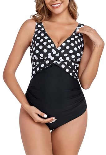 Maternity one-piece swimwear with front cross design