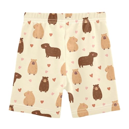 Cute Capybara Drawing Yellow Girls Shorts Elastic Waist Sports Shorts Girls Leggings Pants for 4-10 Years2
