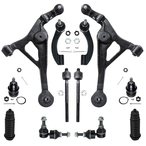 Image of Detroit Axle - Front End Kit for Chrysler Sebring Cirrus Dodge Stratus Plymouth Breeze 2 Lower Control Arms Ball Joint 2 Sway Bars 2 Upper Ball Joints 4 Outer Inner Tie Rods 2 Boots Replacement