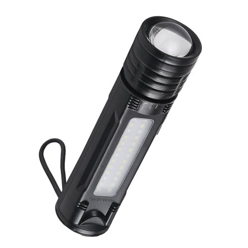 Aomeidamei Solar Rechargeable Flashlight Small Zoom Flashlight Adjustable Spotlight and Flood Side White and Red Floodlight USB Charging Outdoor Flashlights for Emergencies Camping Home