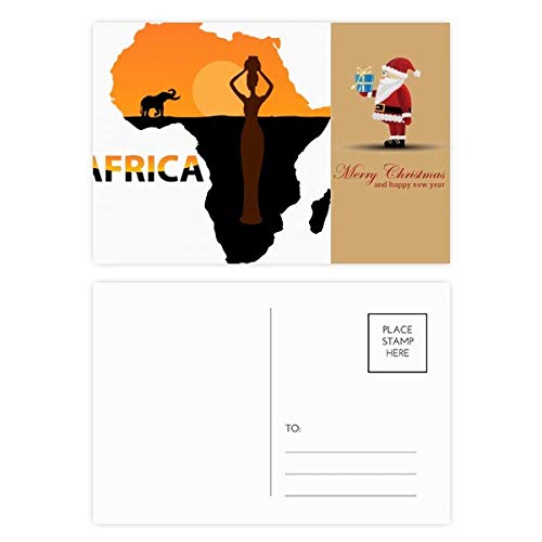 Carte de l'Afrique éléphant sauvage de Noël : lot de 20 cartes postales pour vœux originaux