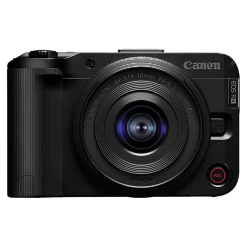Image of Canon EOS R50 V Mirrorless Camera for Content Creators with 14-30mm F4-6.3 is STM PZ Lens Kit 6895C012 Bundle with Deco Gear Photography Bag + Microphone + Monopod + Tripod Grip & Accessories