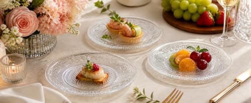 Image of Glass Dinner Plate 10 Inch Set of 6, Large Serving Plate Tray Crystal Decoration for Salad, Fruit, Pasta, Snacks for Catering Event, Parties, Home, B'day Wedding