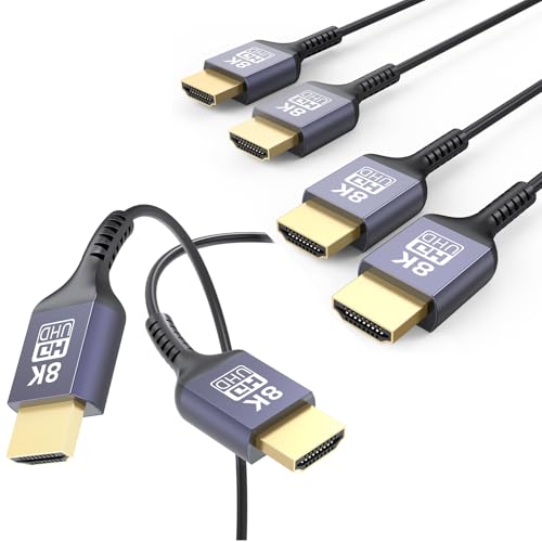 8K Ultra Thin HDMI Cable 2FT & Flexible Slim HDMI Cord 6.6FT 2-Pack Bundle, 48Gbps High Speed 8K@60Hz, 4K@120Hz, 2K@240Hz, Dynamic HDR, eARC for HDTV, Monitor, PS5, HDMI Switch -  ZeniKon