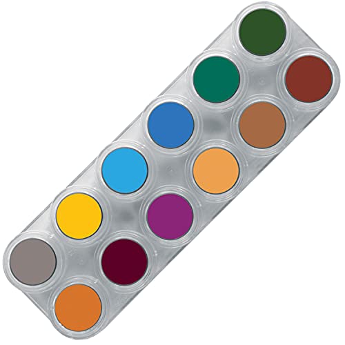 Grimas Profi Schminkpalette Water Make-Up B, 12x2.5ml, hochwertige Kinderschminke/Karnevalsschminke auf Wasserbasis
