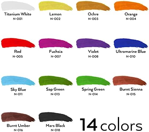 Nicpro 14 Colors Large Bulk Acrylic Paint Set (16.9 oz,500 ml) Rich Art Painting Supplies, Non Toxic for Multi Surface Canvas Wood Leather Fabric Stone Craft, for Kid & Adult with Color Wheel 6 41maZX+JTOL. AC