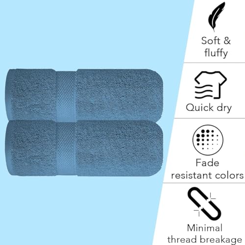 Image of Sulfar 100% Combed Cotton, Quick Drying Highly Absorbent, Luxury Hand Towel Set (Pack of 2, 40 X 70 cm) Dark Blue