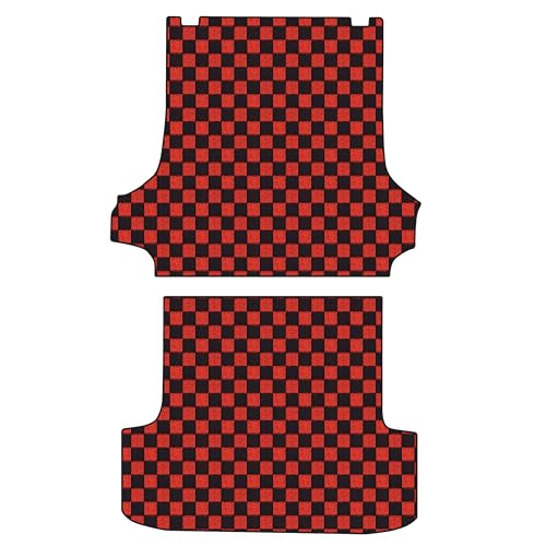 ハイエース バン 200系 DX スーパーGL 両側スライドドア車用 ラゲッジマット フロアマット トランクマット【16色から選択】(SG-L標準シートベルトステップ,12:BIGチェック × レッド)