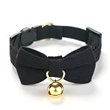 YUDOTE Cotton Breakaway Cat Collar with Bow Tie and Bell, Adjustable Cute Soft Corduroy Kitten Collars for Boy Cats