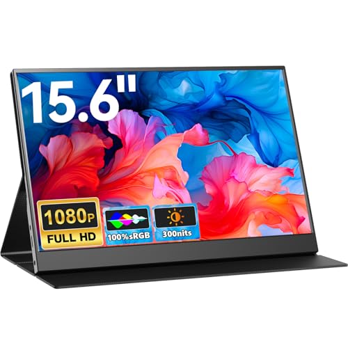 PIPOPAD Écran Portable 15,6', Moniteur Portable avec Écran FHD 1080P, Moniteur Mobile IPS pour Ordinateur Portable, Windows, Mac, PC, Xbox, PS5 - Connecteur Mini HDMI/Type-C/USB-C