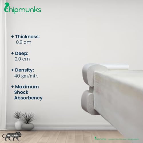 Image of Chipmunks Baby Proofing Corner Guard for Kids Safety, Minimal Wrinkle, Zero Damage to Furniture Upon Installation, Made in India (40g /mt Dense, 10 pcs, L- Shape, Off-White)